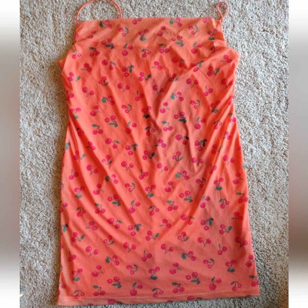 Asos Cherry Mesh Cowl Dress Size US 14 NWOT - Picture 6 of 15